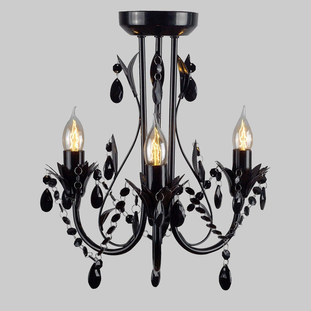 Harmony Leaf Chandelier 3-Light - Elegant Black Design