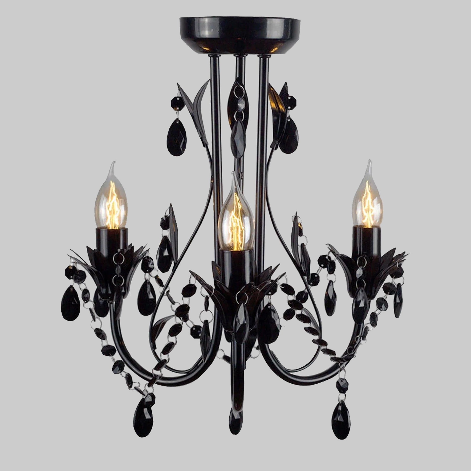 Harmony Leaf Chandelier 3-Light - Elegant Black Design