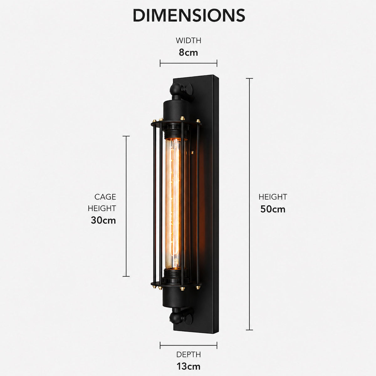 Wall Sconce Lamp with Filament Globe - Black