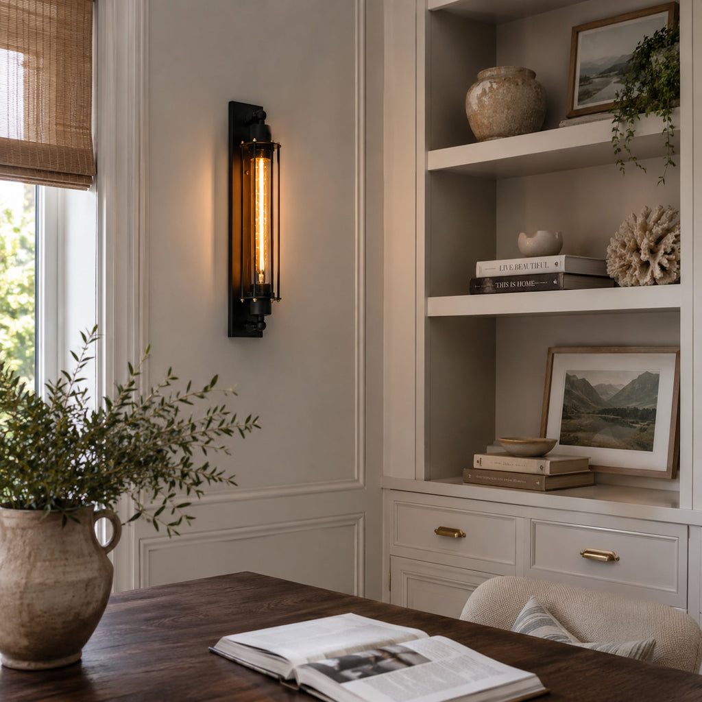 Wall Sconce Lamp with Filament Globe - Black
