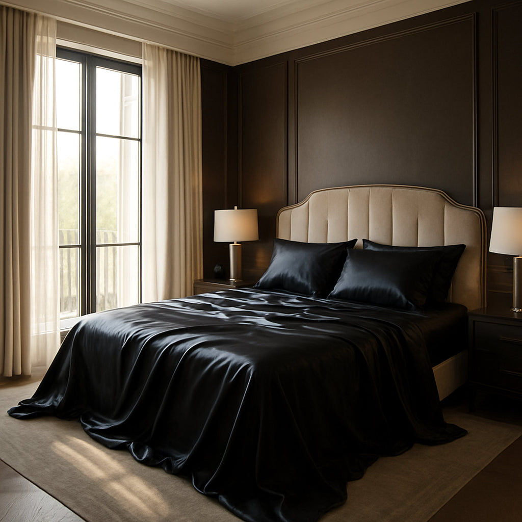Satin Sheet Set - Luxury Black