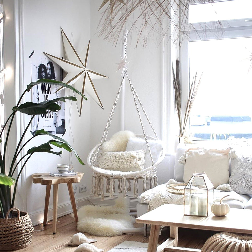 Madrid Macrame Hanging Chair Swing - Elegant Cream Design