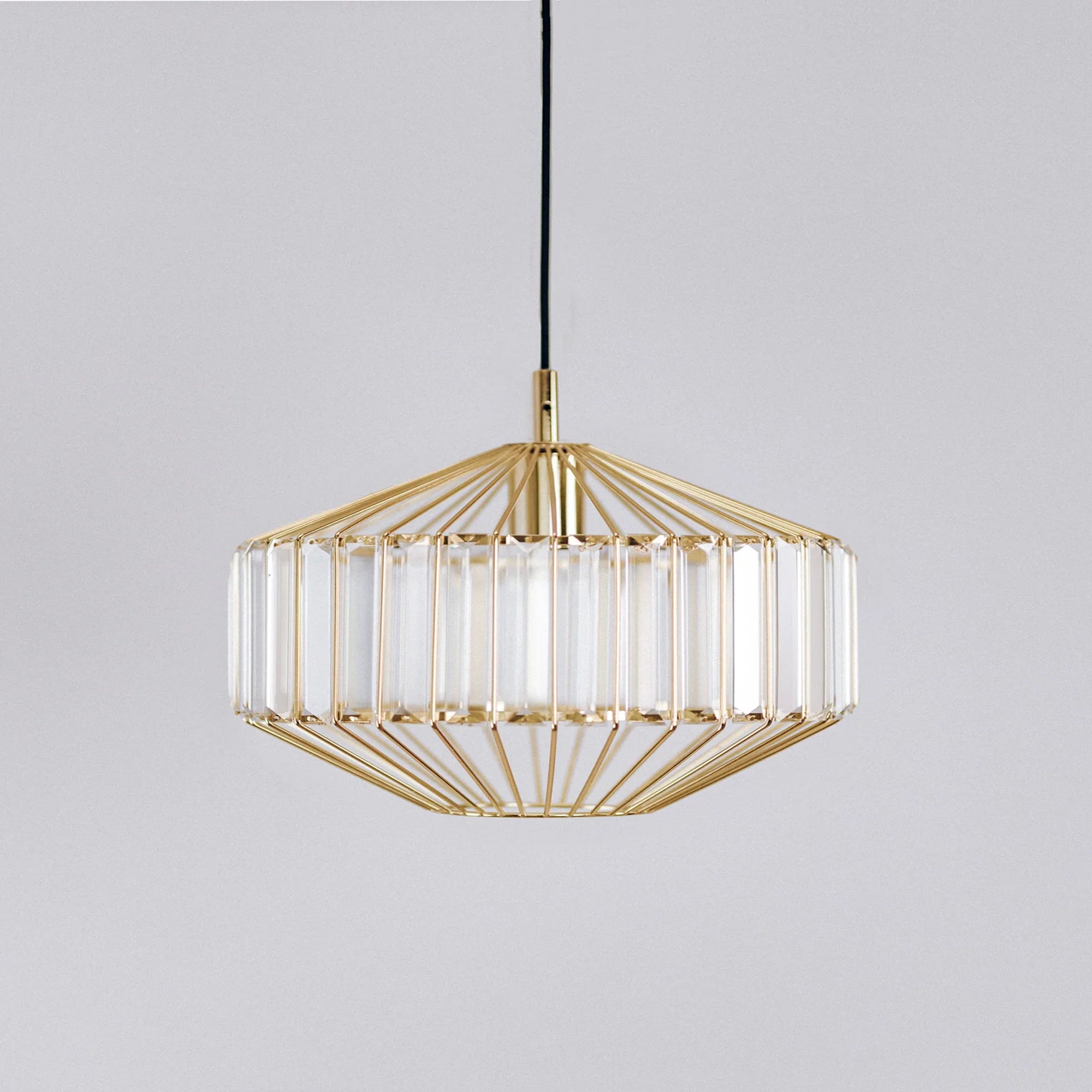 Butler Gold Glass Prism Pendant Light - Stunning Industrial Design