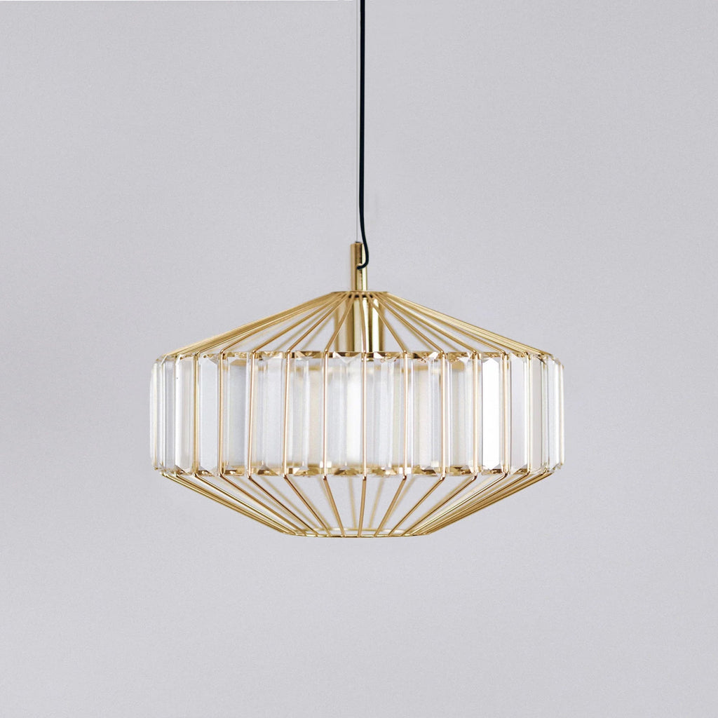 Butler Gold Glass Prism Pendant Light - Stunning Industrial Design