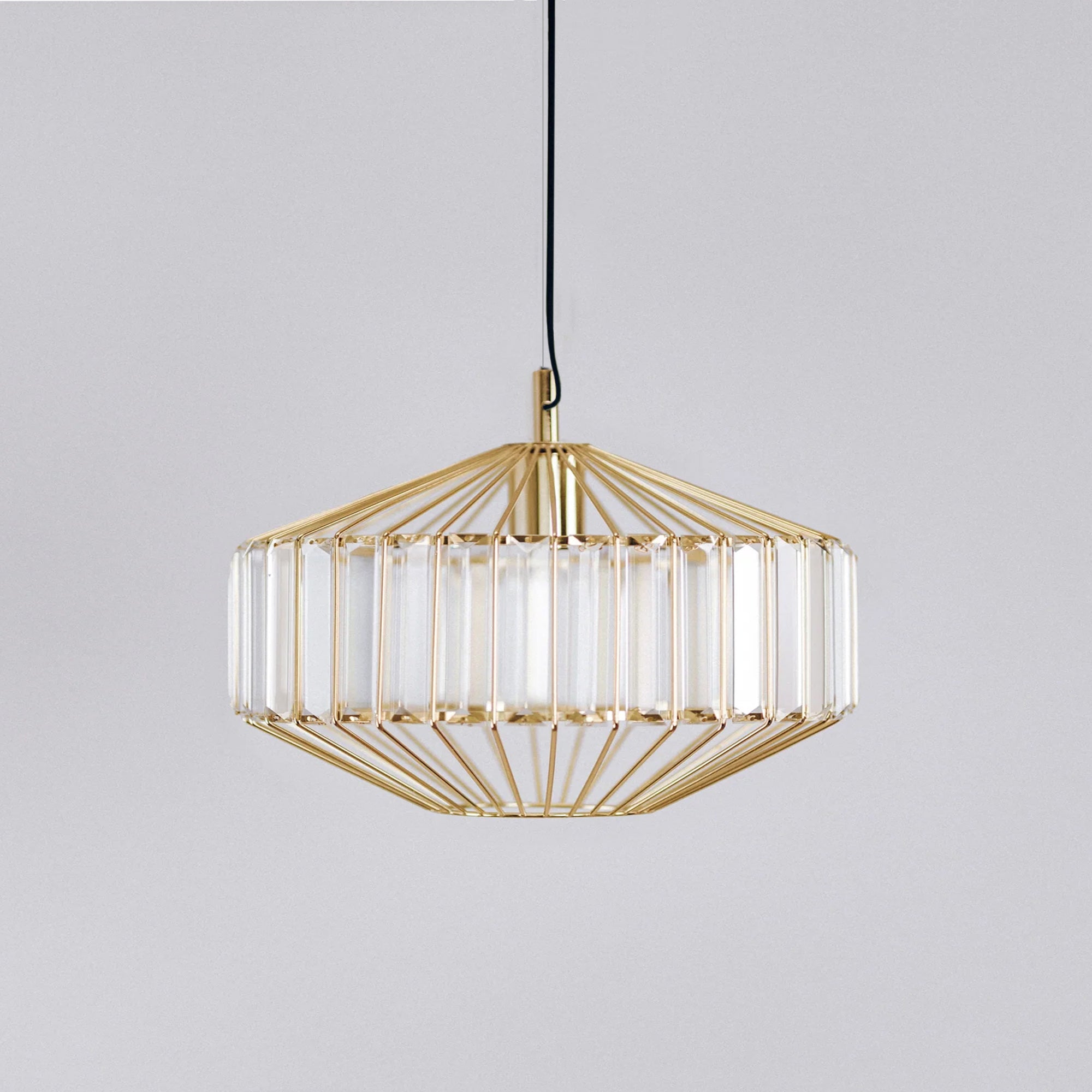 Butler Gold Glass Prism Pendant Light - Stunning Industrial Design
