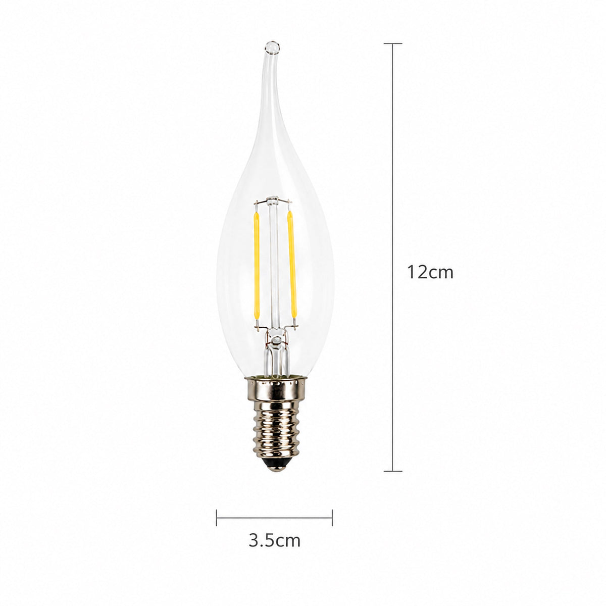 LED E14 Flame Tip Bulb Chandelier Candle Globes - 2w Cool White