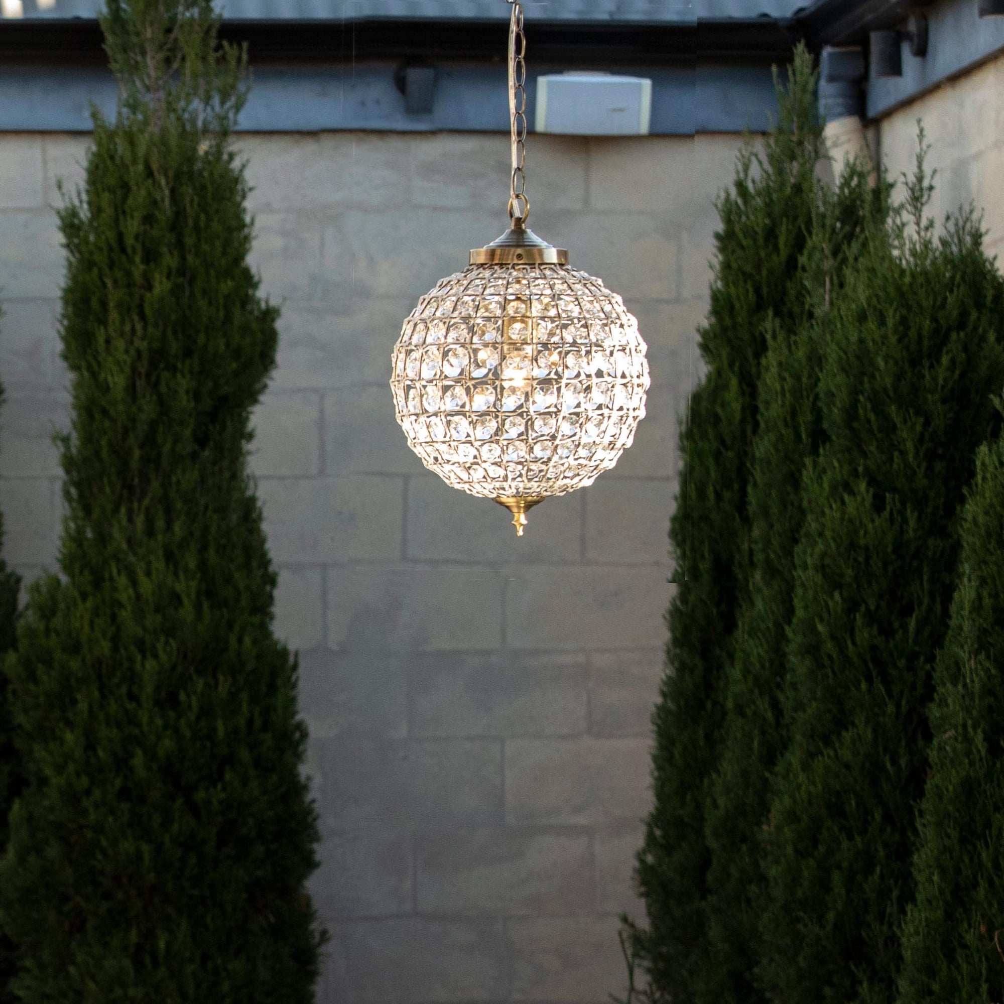 Elegant Casablanca Crystal Pendant Chandelier in Antique Brass