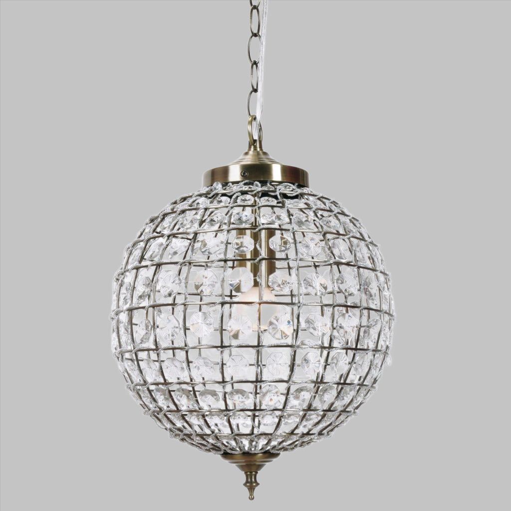 Elegant Casablanca Crystal Pendant Chandelier in Antique Brass
