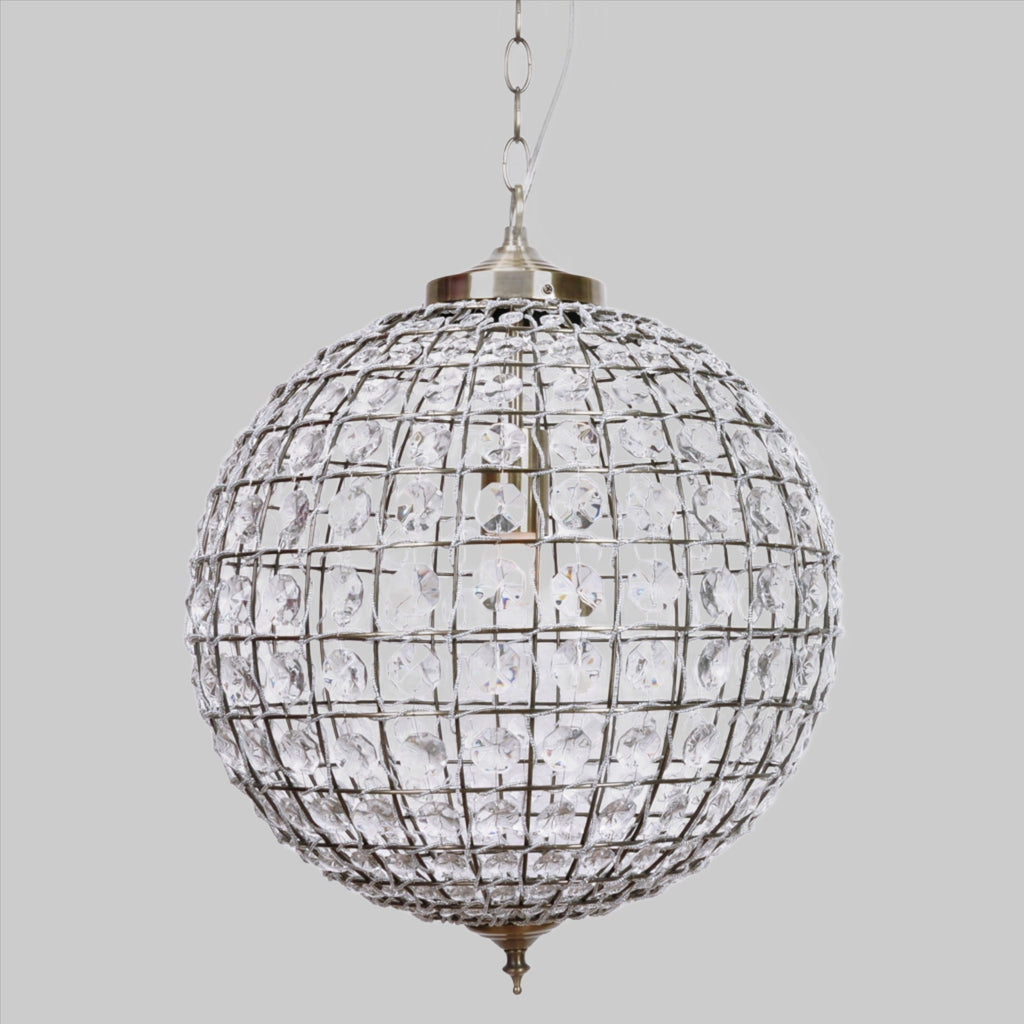 Elegant Casablanca Crystal Pendant Chandelier in Antique Brass