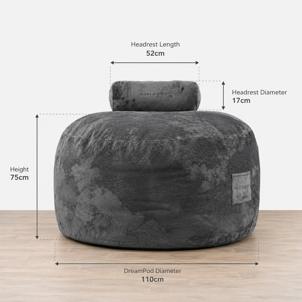 DreamPod Classic Grey Bean Bag - Cloud-Like Comfort & Style