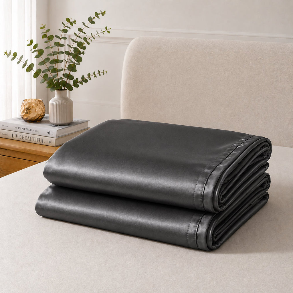 Luxurious Satin Pillowcase Set - Charcoal - 2pcs