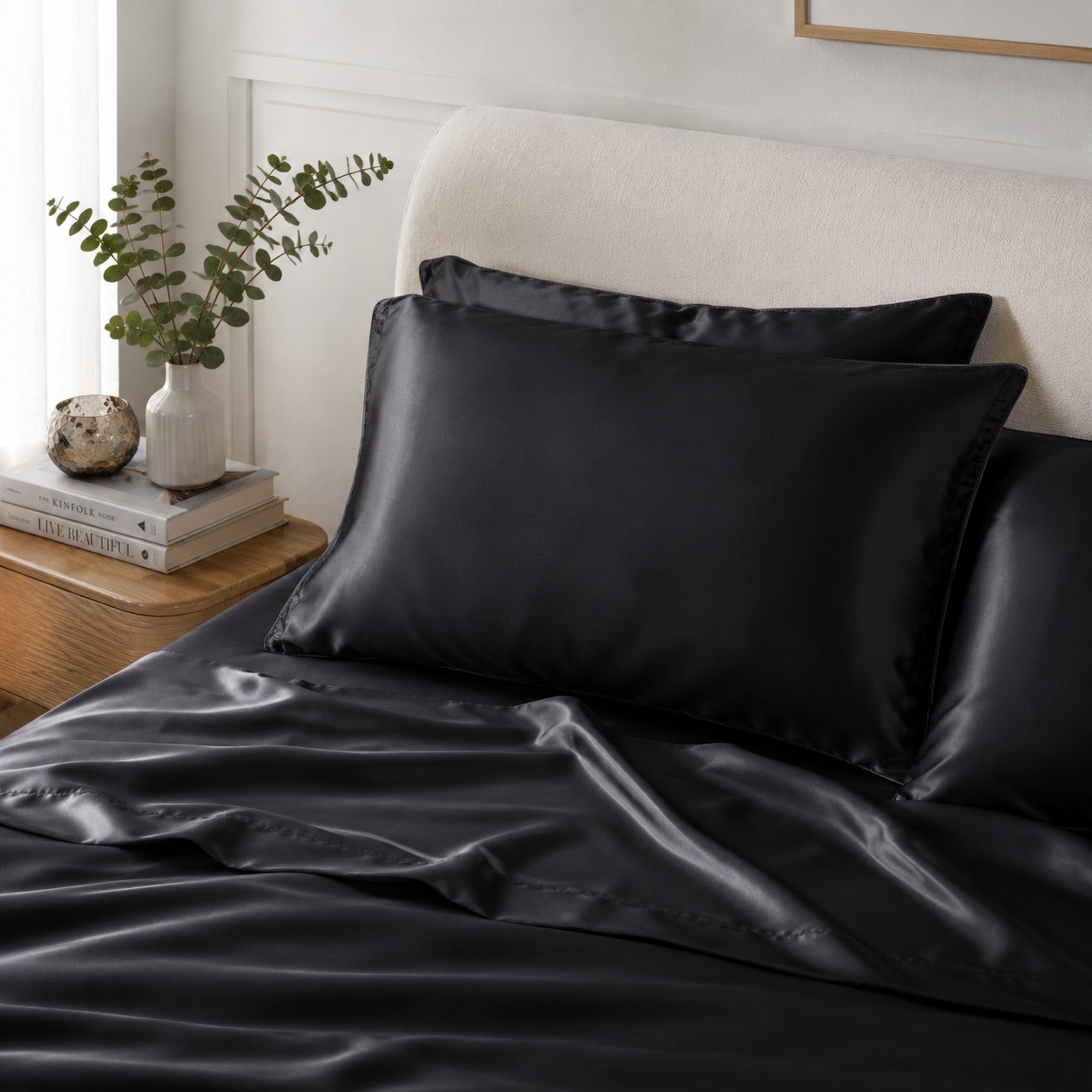 Luxurious Satin Pillowcase Set - Charcoal - 2pcs