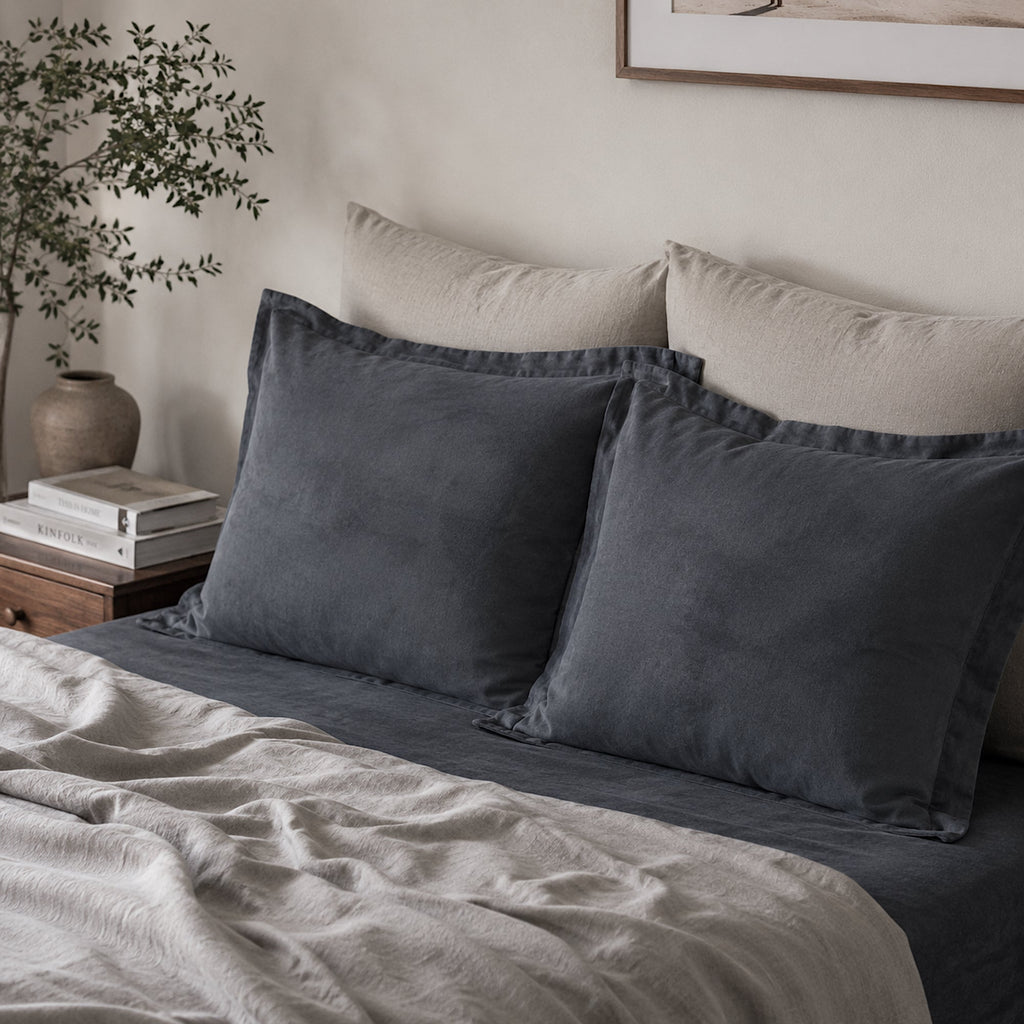 Luxurious Charcoal Velvet European Pillowcase Set - Soft & Stylish