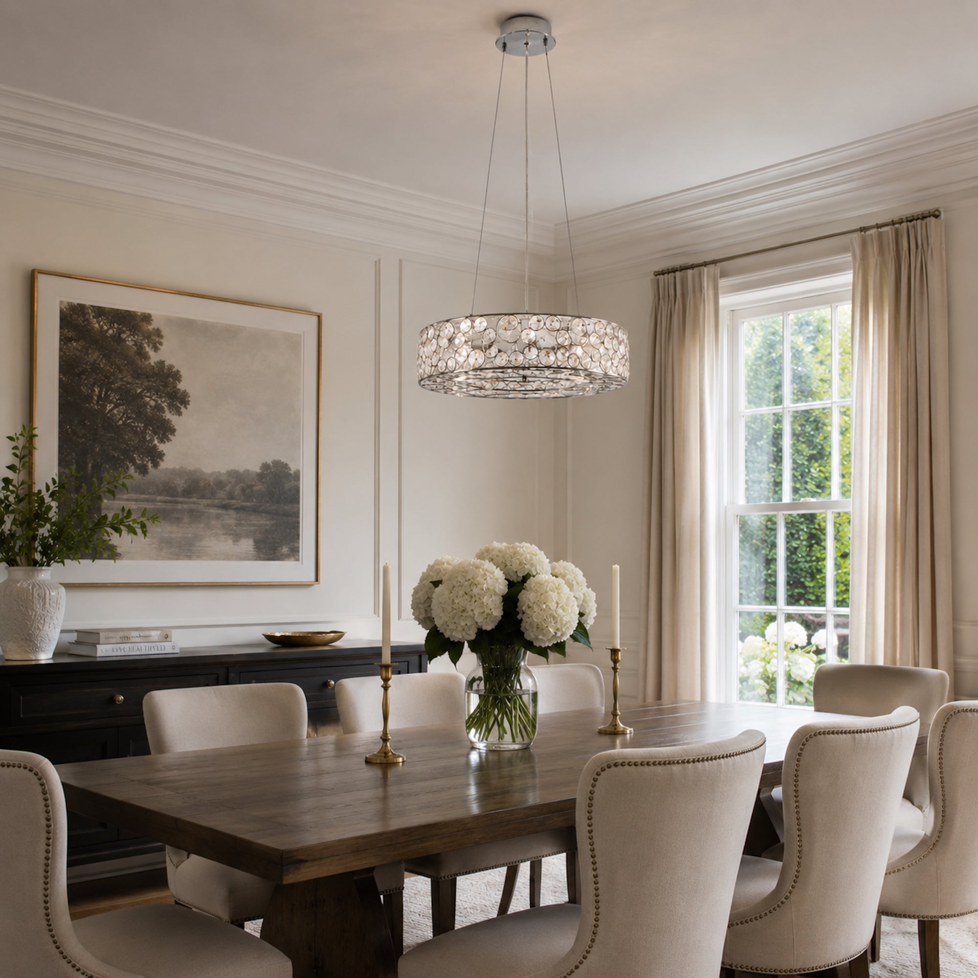 Chateau Crystal Pendant Light - Elegant Chrome Fixture for Modern Homes