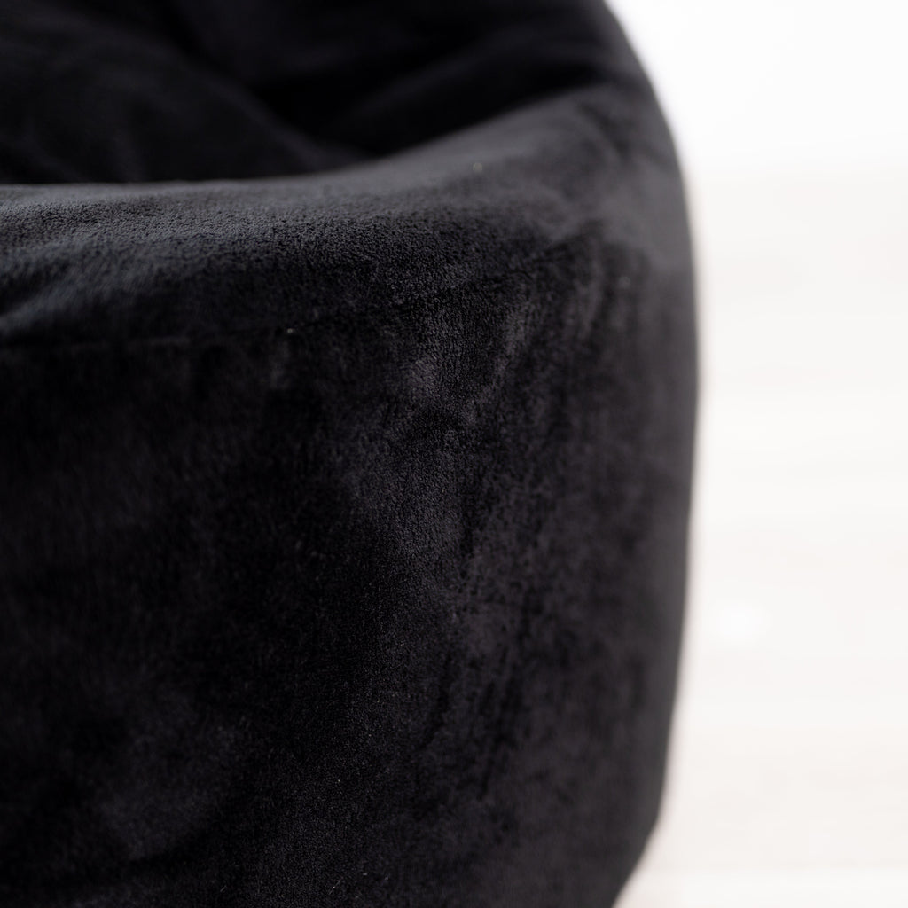 Luxurious Plush Black Bean Bag Lounger Chair Cover - Comfortable & Stylish