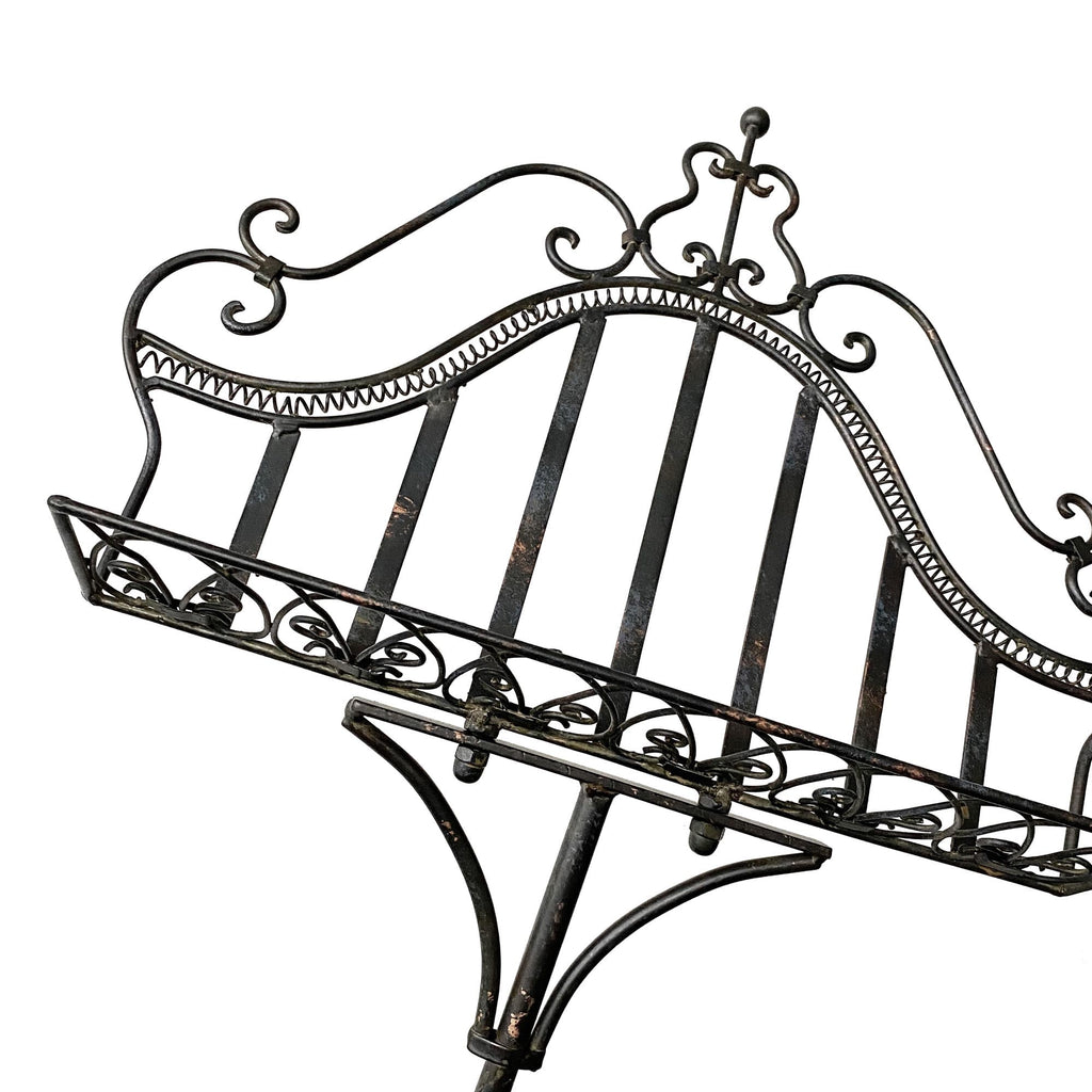 Elegant Wrought Iron Music & Menu Stand - Distressed Black Design