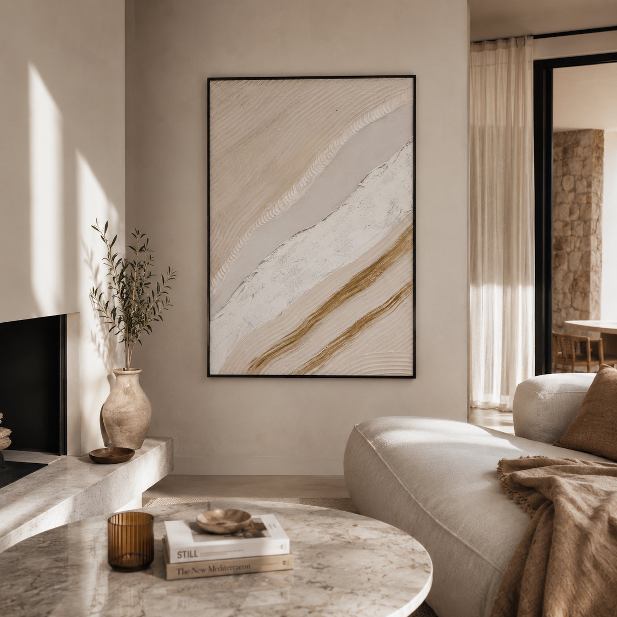 Coastal Whispers Dimensional Sand Art - 70x100cm Wall Decor