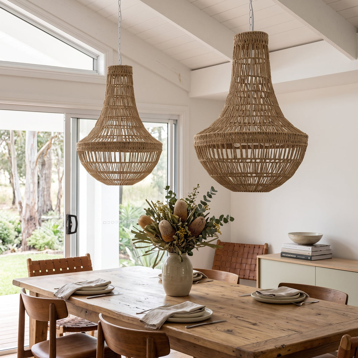 Como Empire Boho Rope Pendant Chandelier - Natural