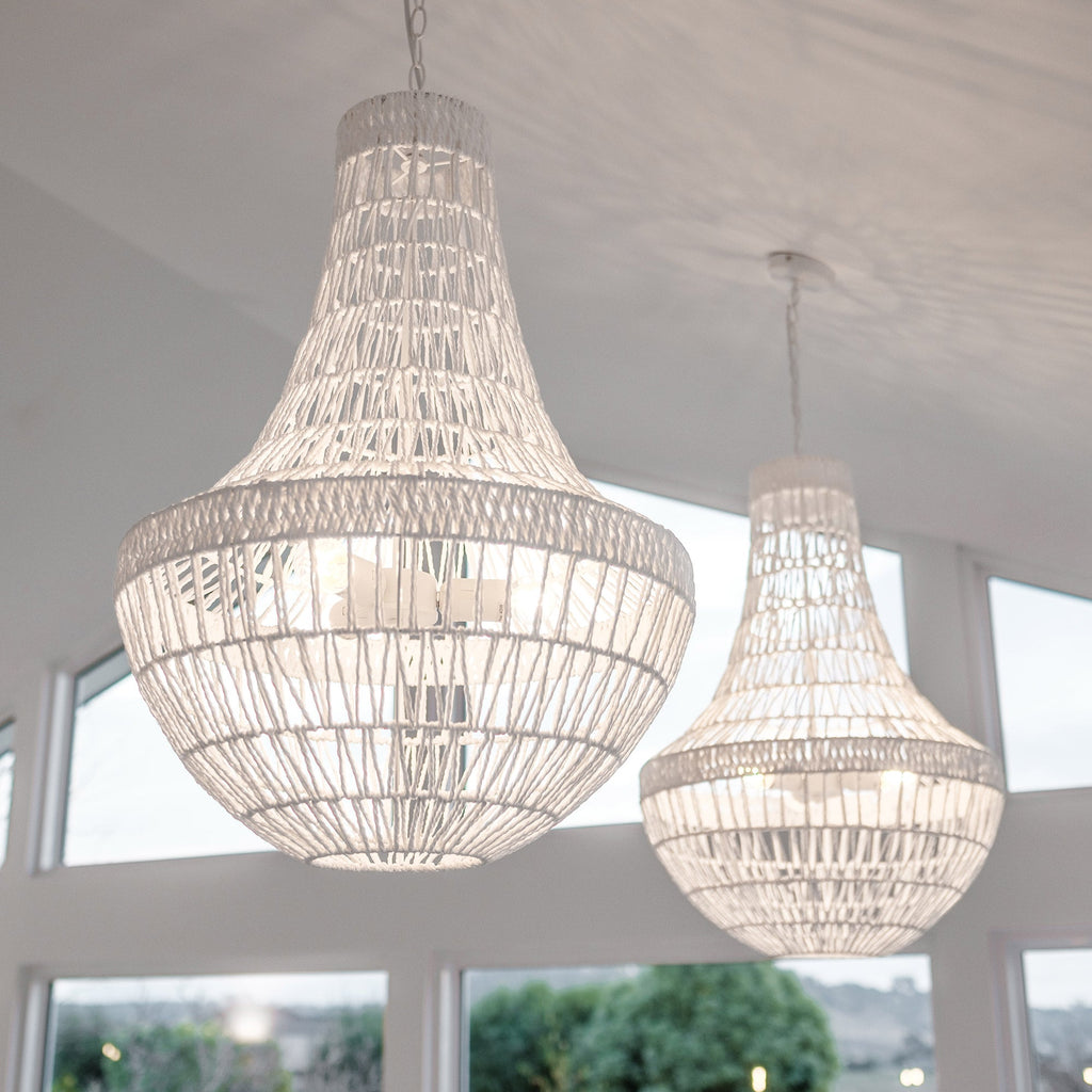 Como White Rope Empire Pendant Chandelier - Coastal Elegance