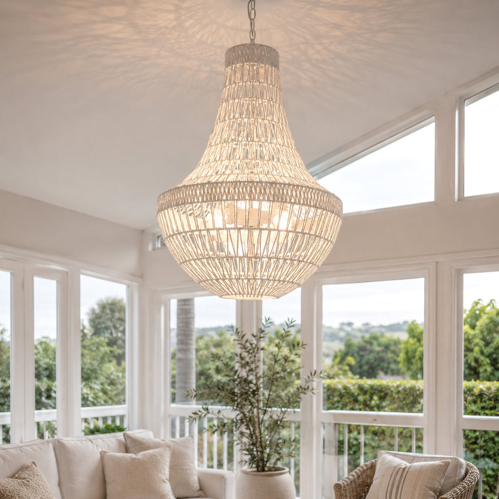 Como White Rope Empire Pendant Chandelier - Coastal Elegance