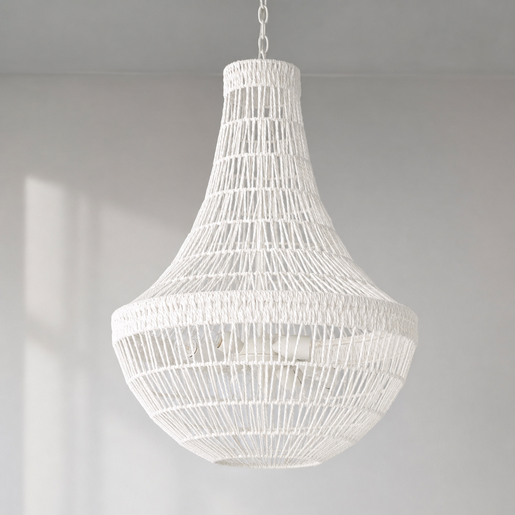 Como Empire Boho Rope Pendant Chandelier - White