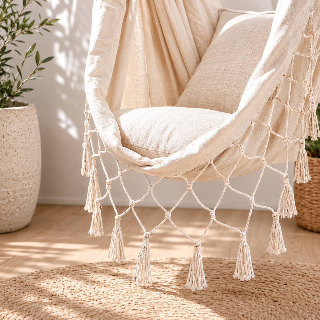 Aruba Cream Hammock Chair - Elegant Indoor/Outdoor Retreat