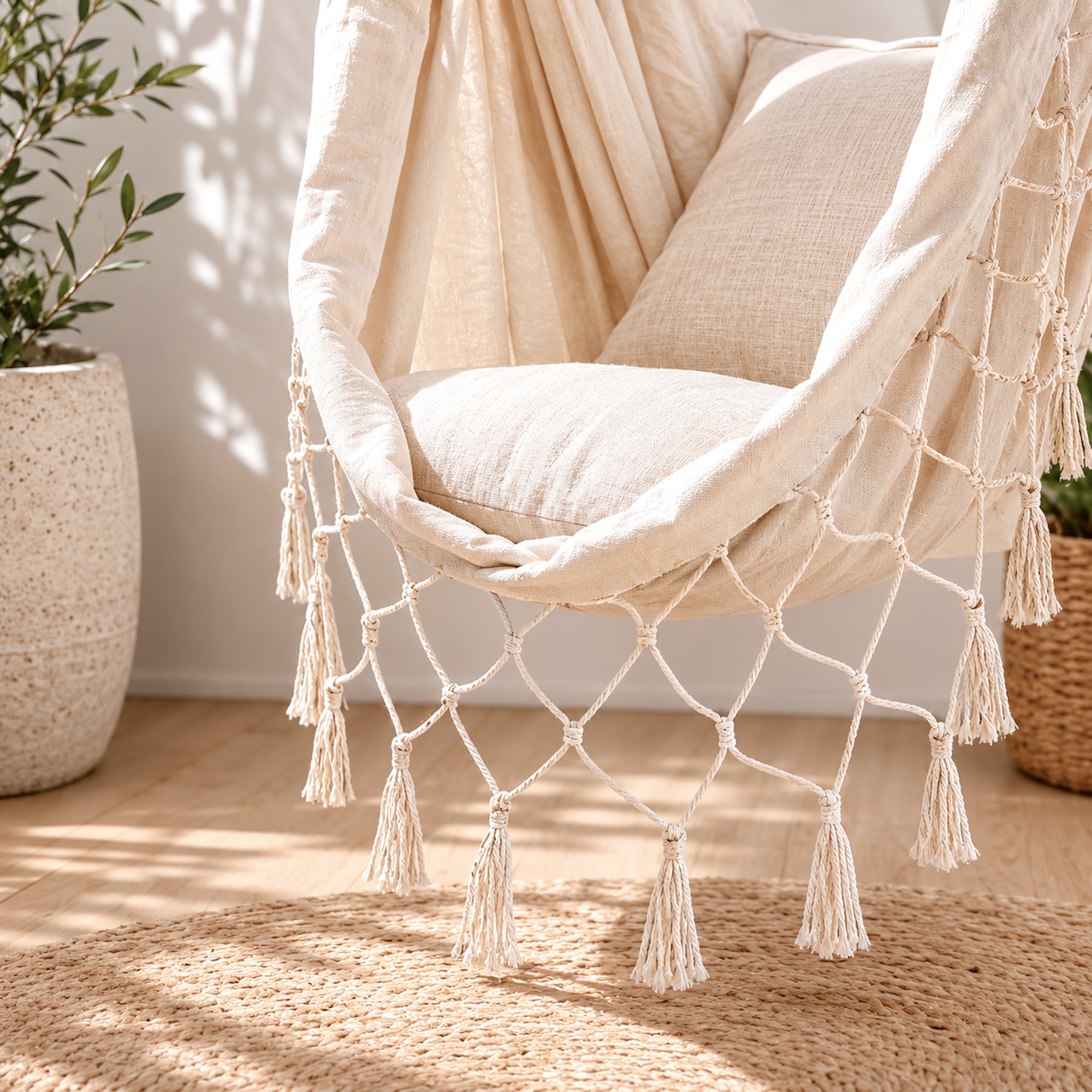 Aruba Cream Hammock Chair - Elegant Indoor/Outdoor Retreat