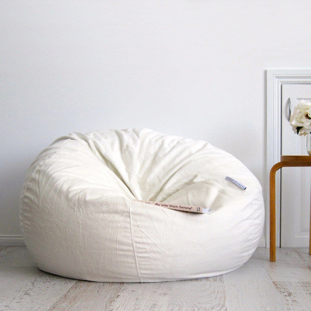 Luxurious White Pierre Fur Bean Bag - Comfort & Style