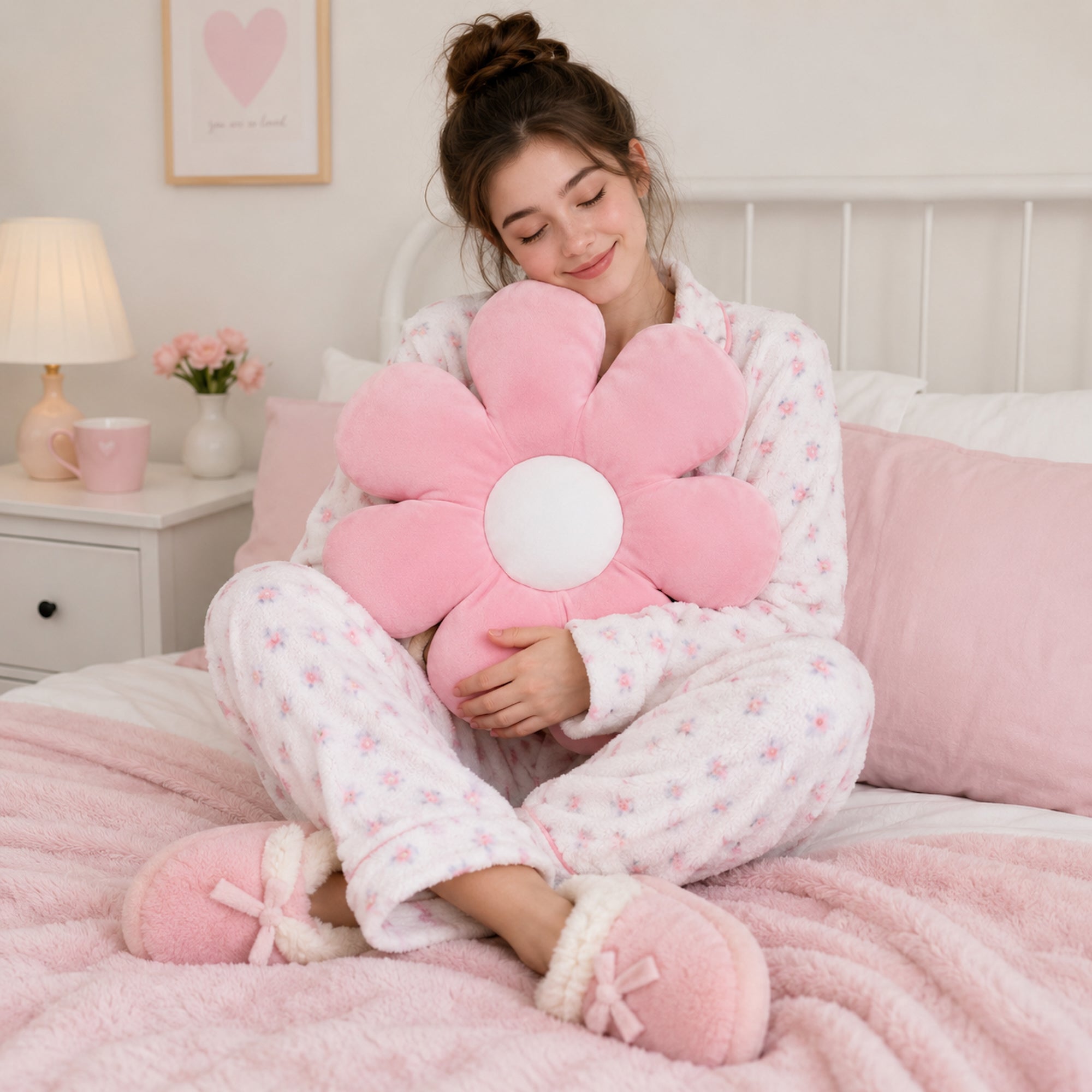 Charming Daisy Flower Cushion in Pretty Pink - Perfect for Kids