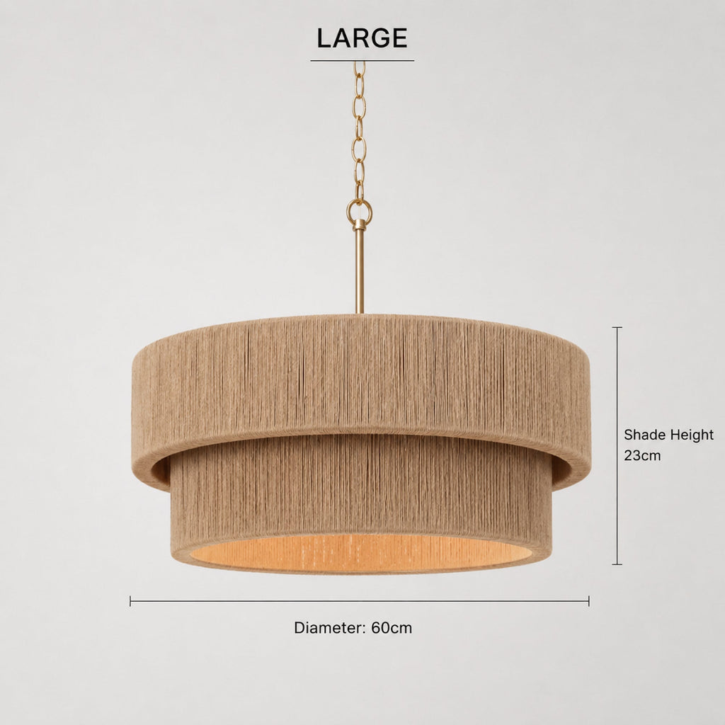 Sorrento Double Tiered Rope Chandelier - Natural & Gold Accent