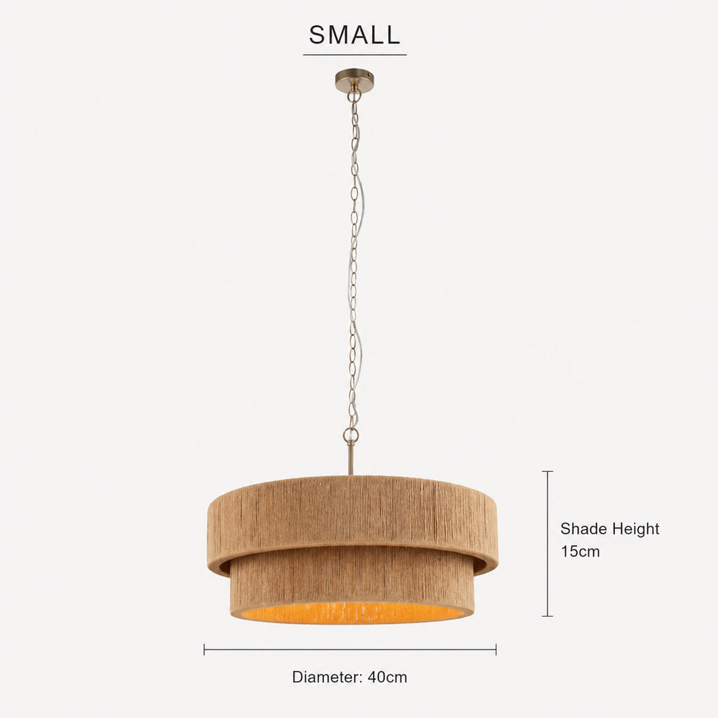 Sorrento Double Tiered Rope Chandelier - Natural & Gold Accent