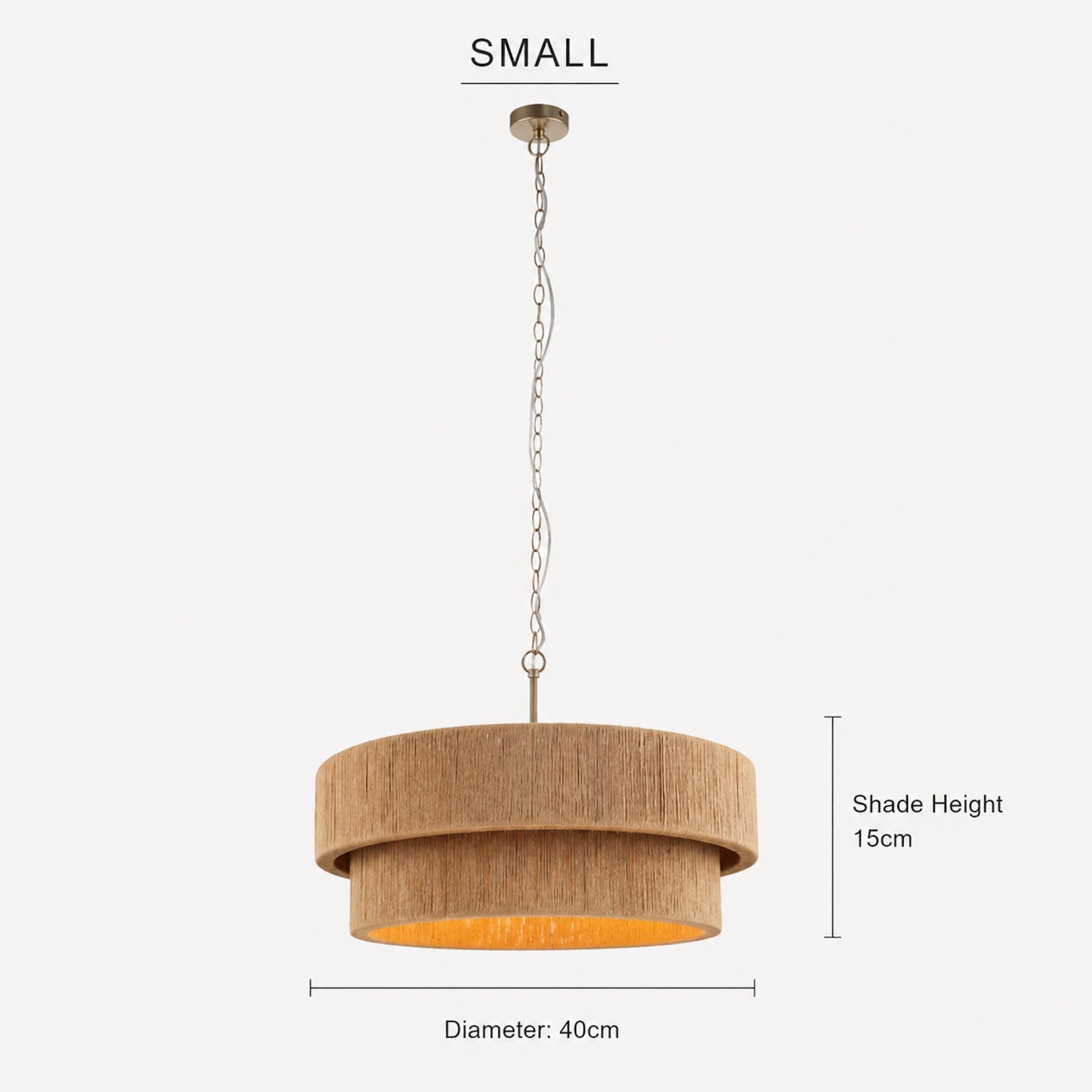 Sorrento Double Tiered Rope Chandelier - Natural & Gold Accent