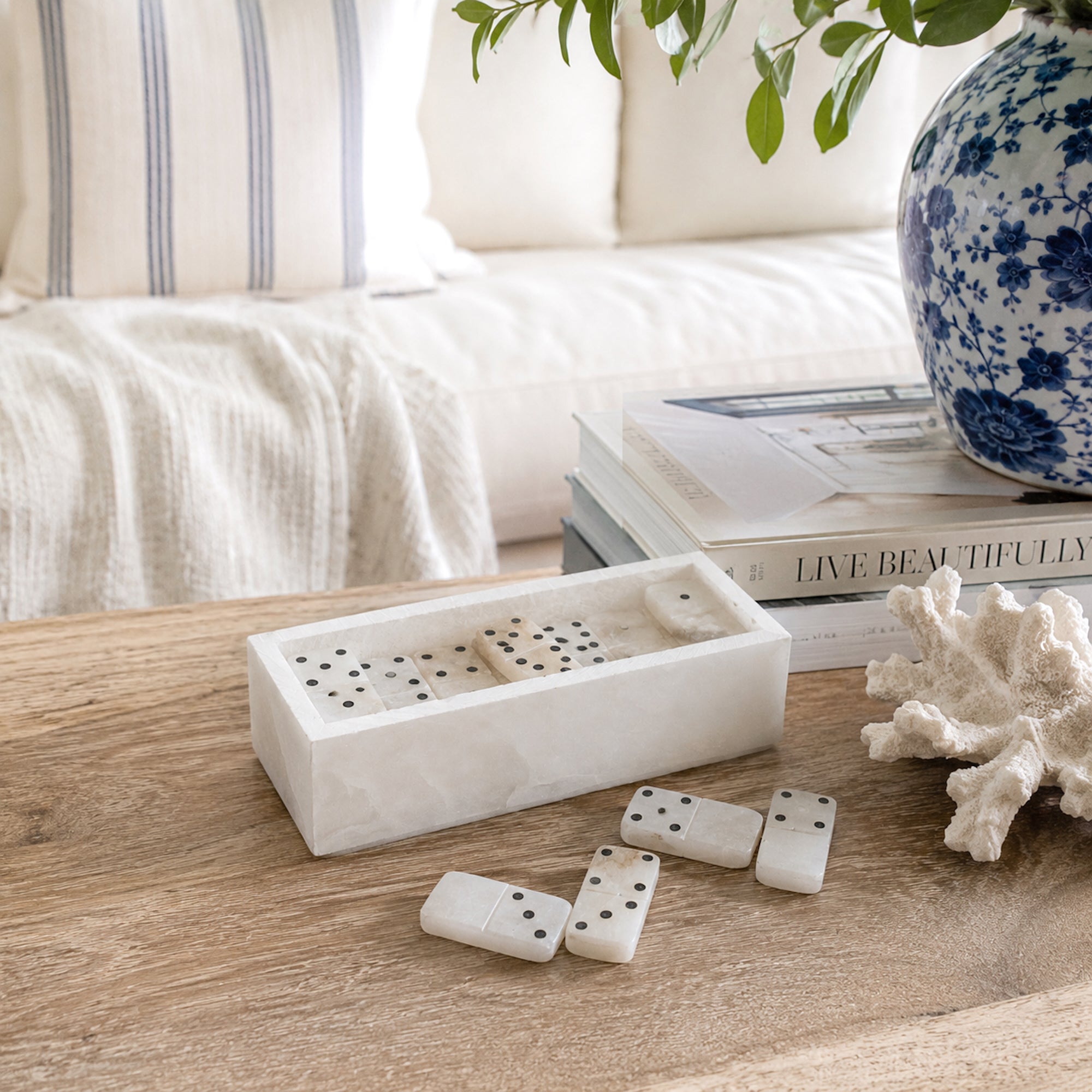 Luxury Alabaster Dominoes Game Set - Timeless Entertainment