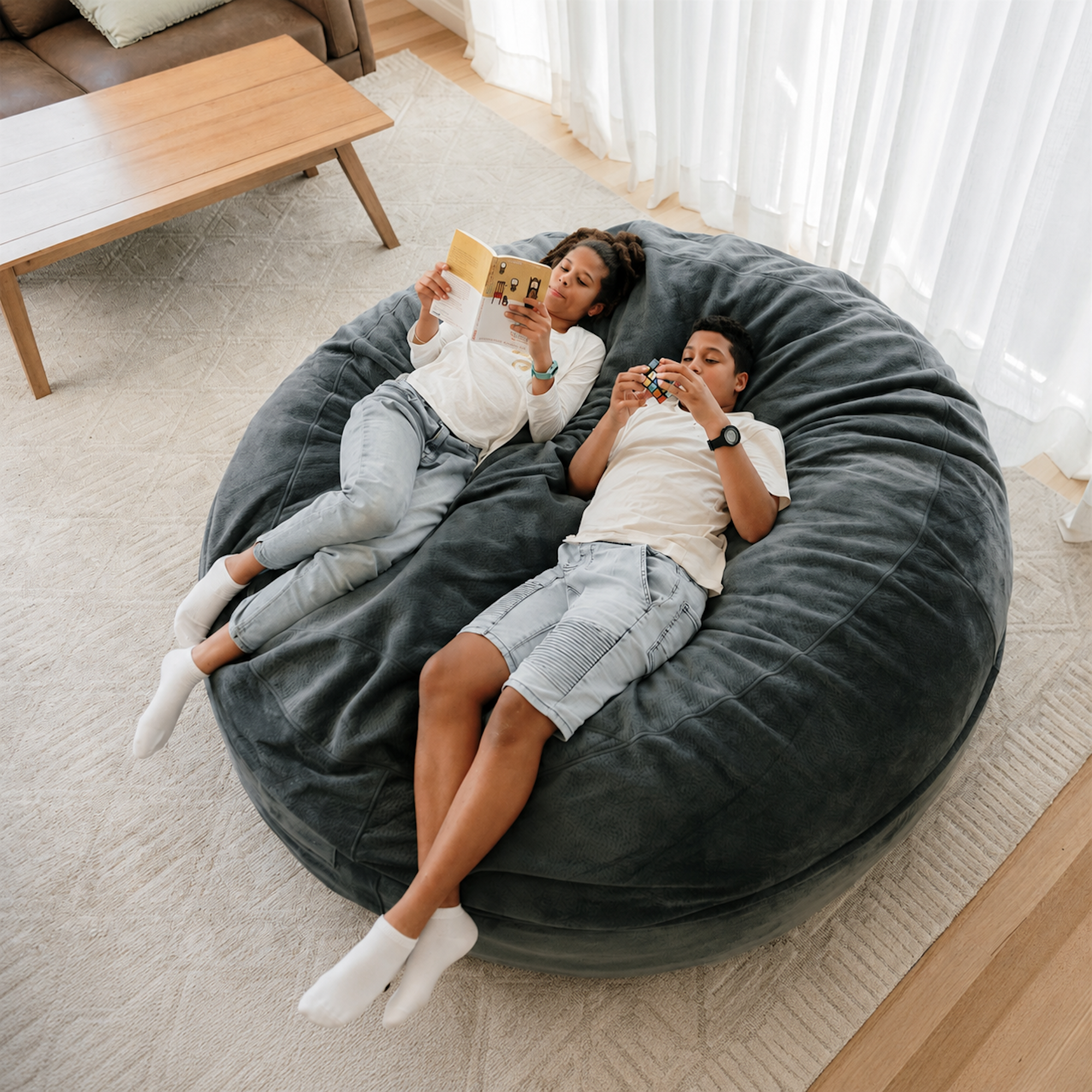 DreamPod Classic Grey Bean Bag - Cloud-Like Comfort & Style