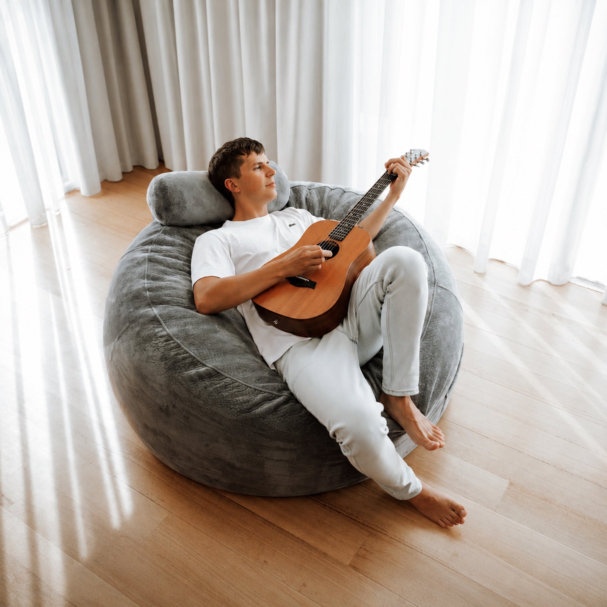 DreamPod Classic Grey Bean Bag - Cloud-Like Comfort & Style