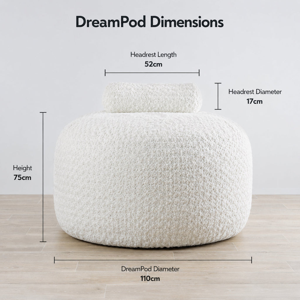 DreamPod® Classic White Bean Bag - Comfort & Style for Any Space