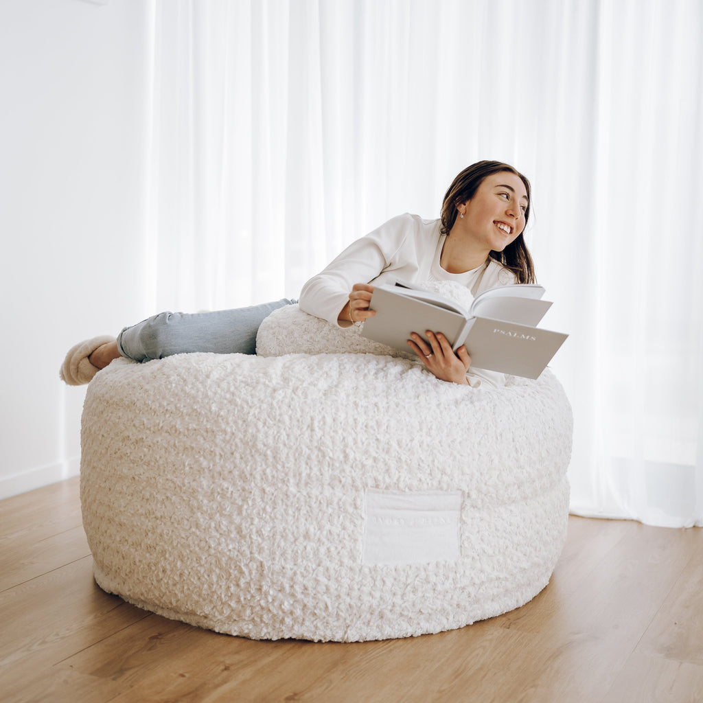 DreamPod® Classic White Bean Bag - Comfort & Style for Any Space