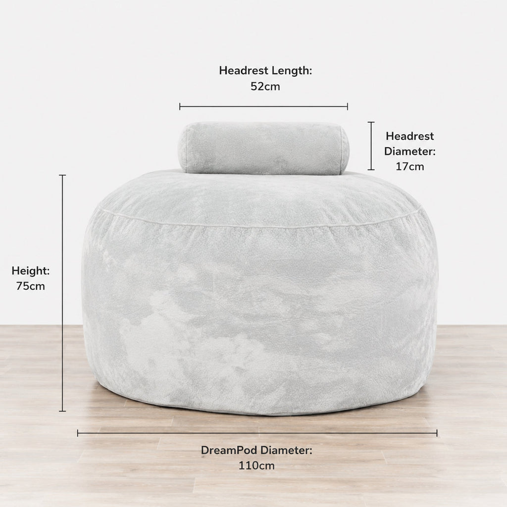 DreamPod® Classic Silver - Luxurious Oversized Bean Bag for Ultimate Comfort