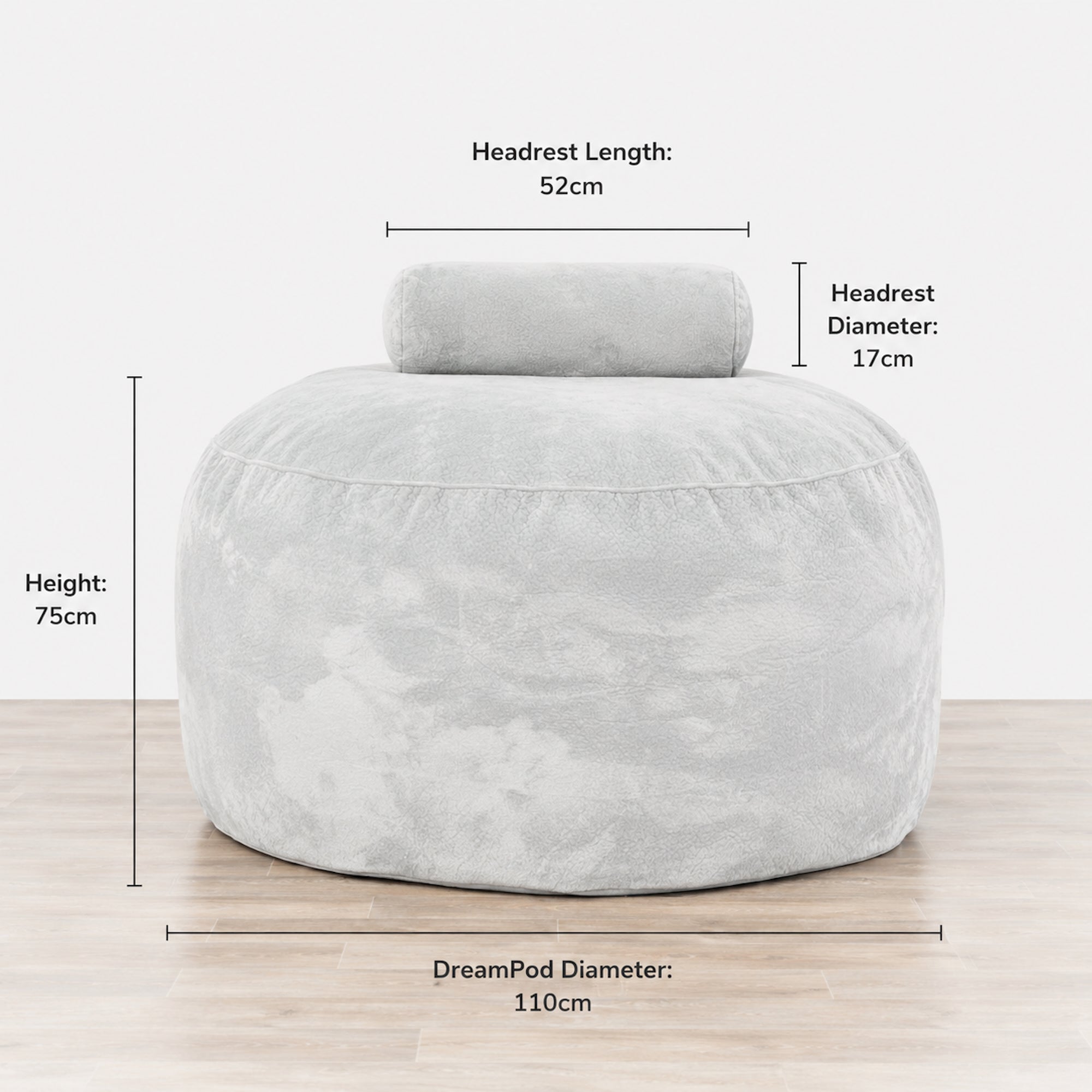 DreamPod® Classic Silver - Luxurious Oversized Bean Bag for Ultimate Comfort