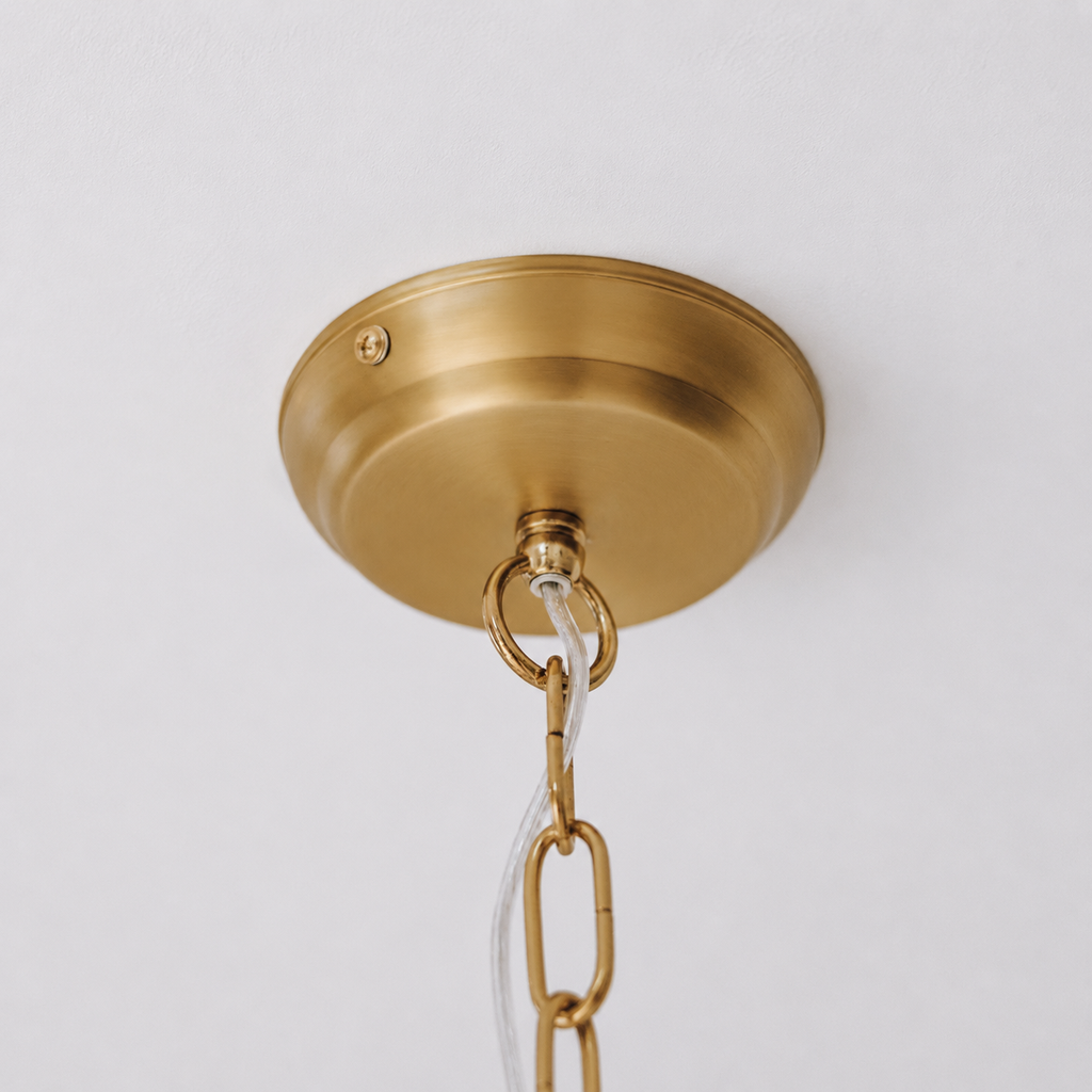 Estelle Gold & White Beaded Dome Pendant Light - Elegant Illumination