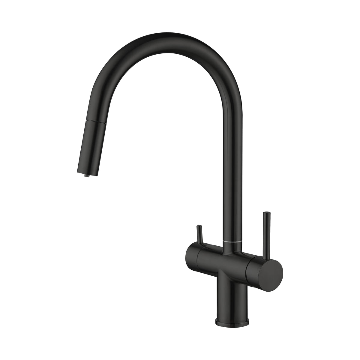 3 Way Mixer Tap Nickel Umbrella Style 360 Rotation + Pull Out Spout