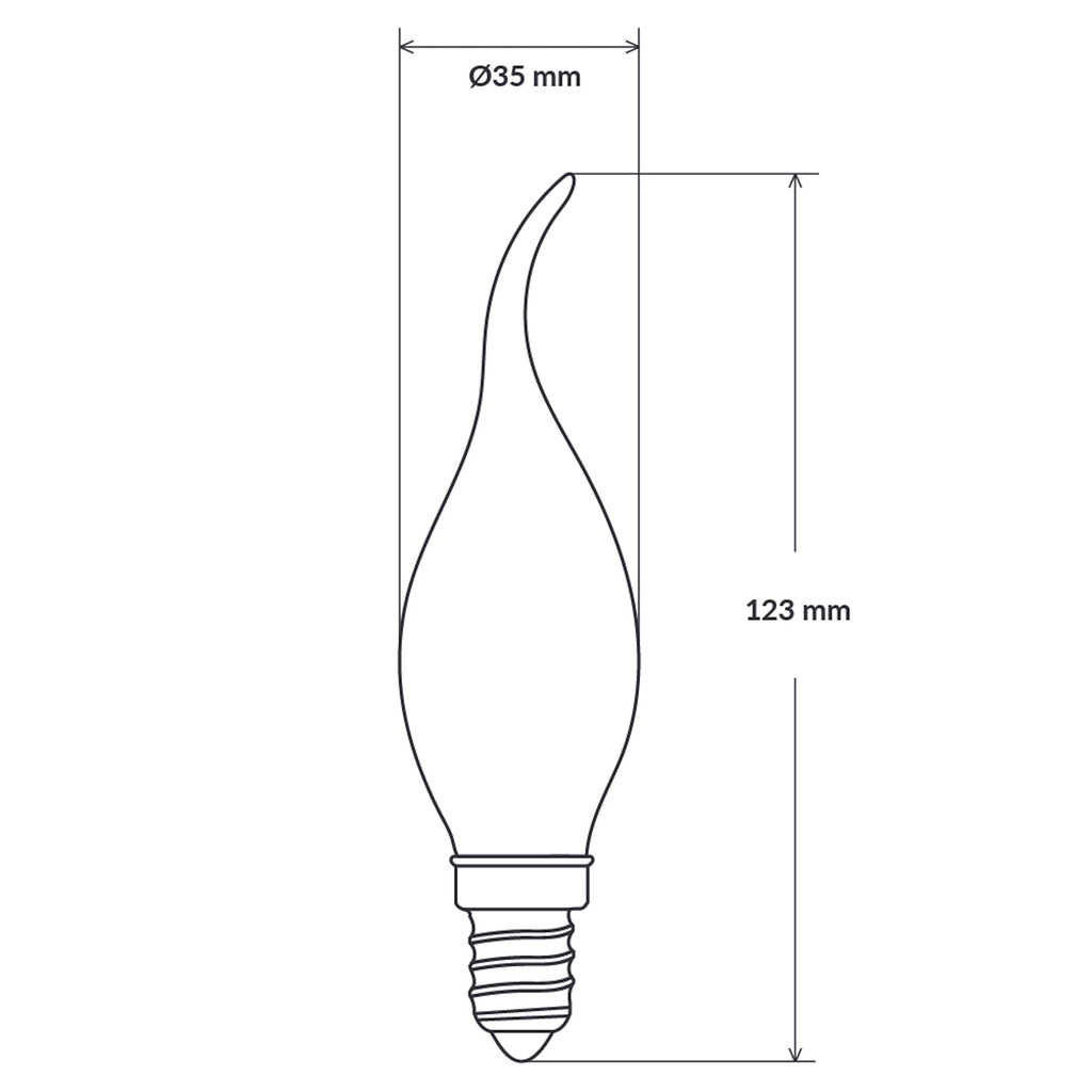 E14 Flame Tip Fancy Chandelier Candle Globes - Pack of 10 Frosted