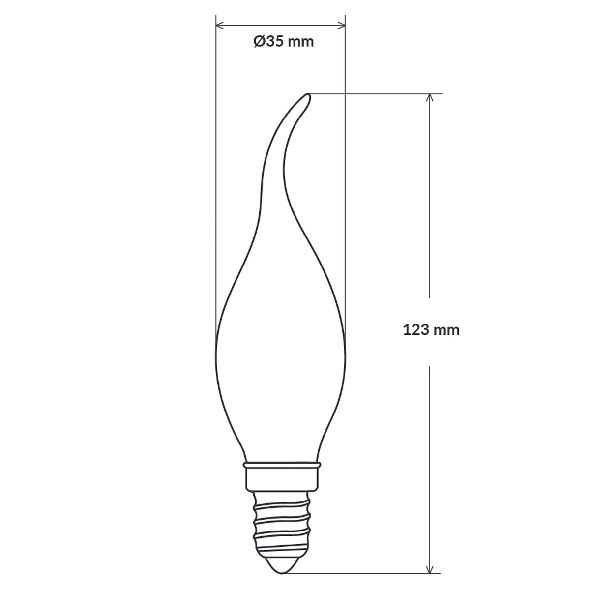 E14 Flame Tip Fancy Chandelier Candle Globes - Pack of 10 Frosted
