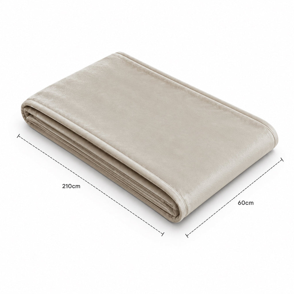 Luxury Faux Fur Bed Runner - Elegant Beige Velvet for Bedroom Decor