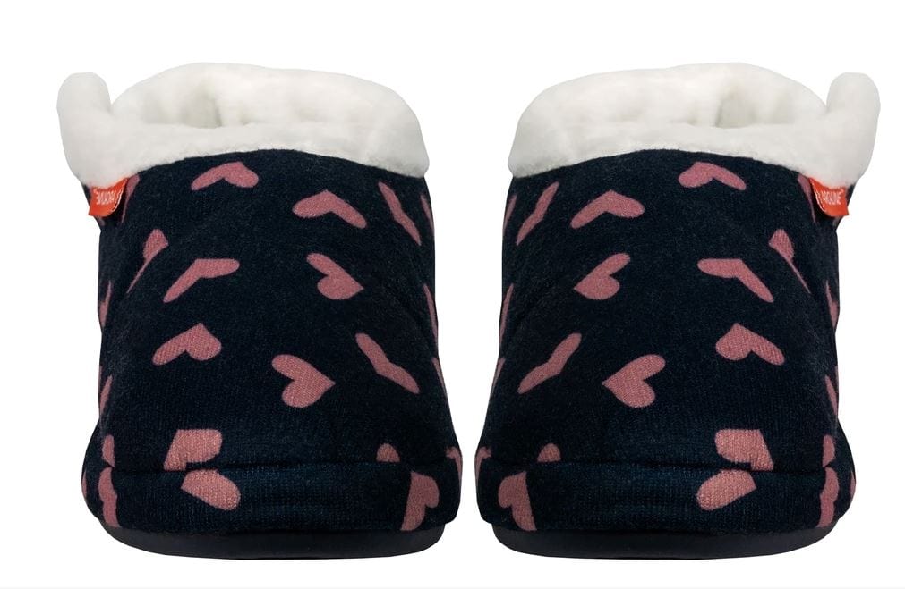 Archline Women's Orthotic Slippers - Navy with Pink Hearts