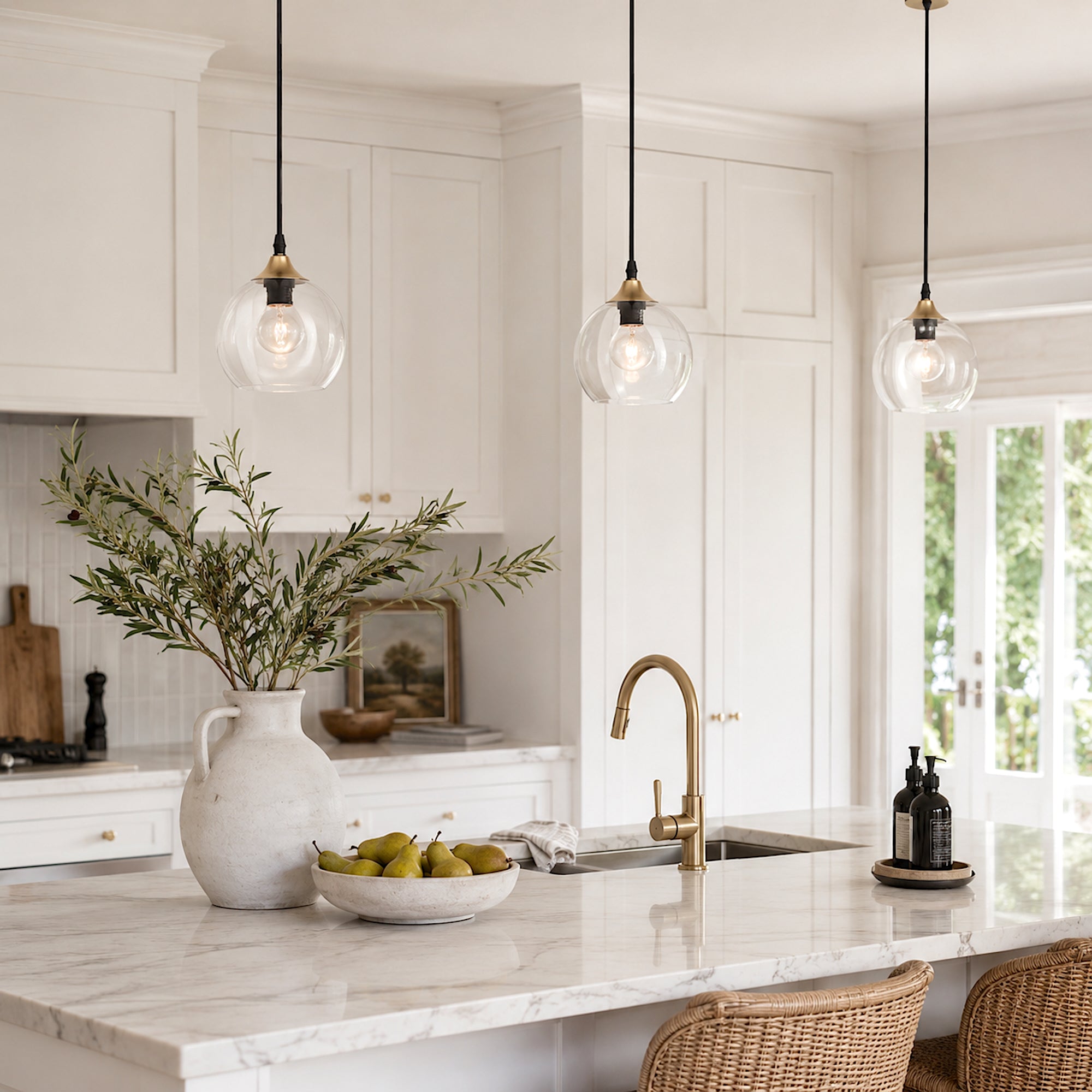 Ivory & Deene Frankie Gold Glass Pendant Light - Modern Elegance