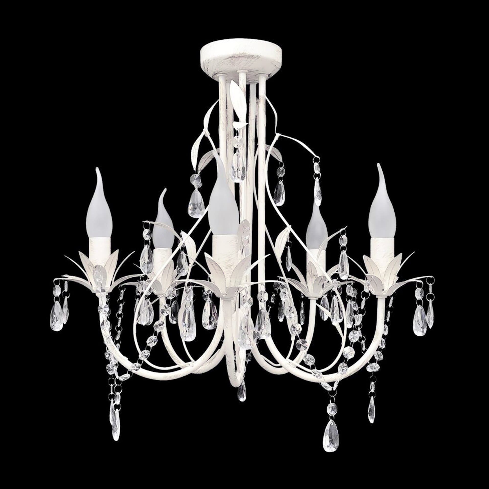 Harmony Leaf 5-Light Chandelier - Elegant White Design