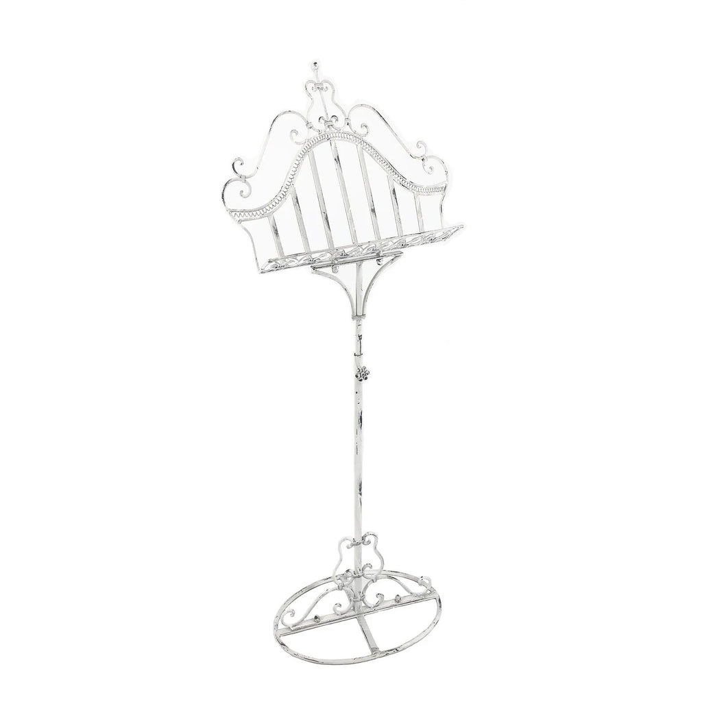 Elegant White Wrought Iron Music & Menu Stand - Vintage Charm