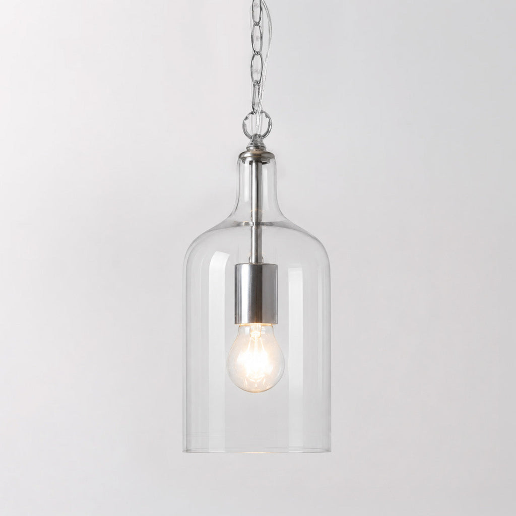 Kendal Chrome Glass Pendant Light - Vintage Industrial Design