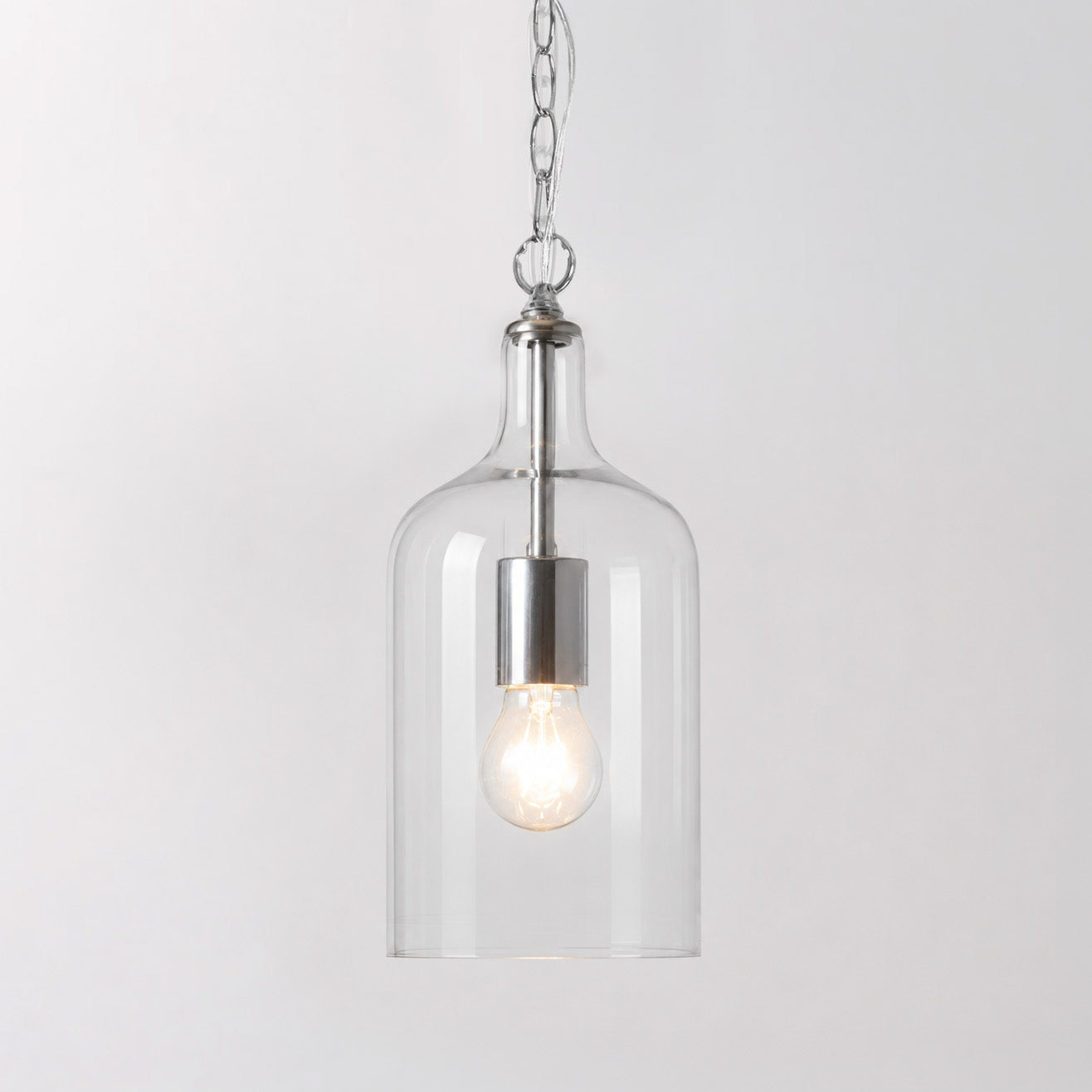 Kendal Chrome Glass Pendant Light - Vintage Industrial Design